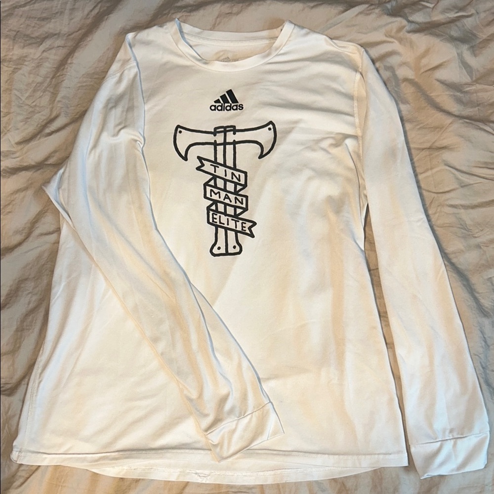 Adidas White Tin Man Elite Long Sleeve Shirt